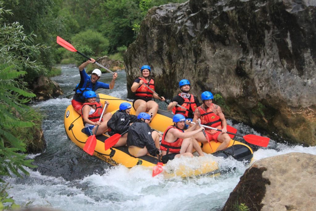 Rafting on the Cetina in Omis, Croatia.